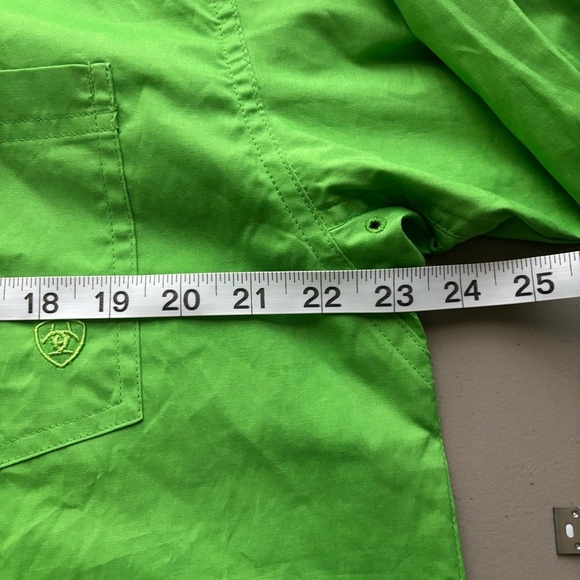 NWT ARIAT Men's Pro Series Lime Green Casual poplin long sleeve Shirt Med - Picture 7 of 8